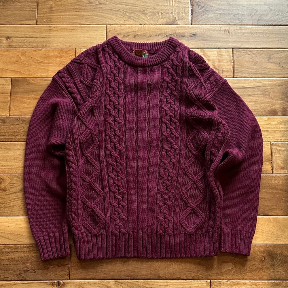 Vtg Oakton cable fisherman knit sweater - Picture 1 of 4
